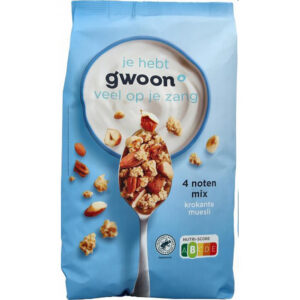 G'woon Krokante Muesli 4 Noten Mix XXL 900 Gr